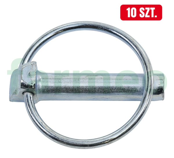 Przetyczka rolnicza fi-10 mm, stal sprężynowa z powłoką antykorozyjną, opakowanie 10 szt., zabezpiecza sworznie belki polowej, zaczepu i układu TUZ, pasuje do ciągników i maszyn rolniczych; 42370320 APARTS