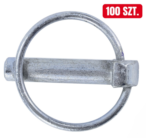 Przetyczka rolnicza fi-10 mm, stal sprężynowa z powłoką antykorozyjną, opakowanie 100 szt., zabezpiecza sworznie belki polowej, zaczepu i układu TUZ, pasuje do ciągników i maszyn rolniczych; 42370320 APARTS