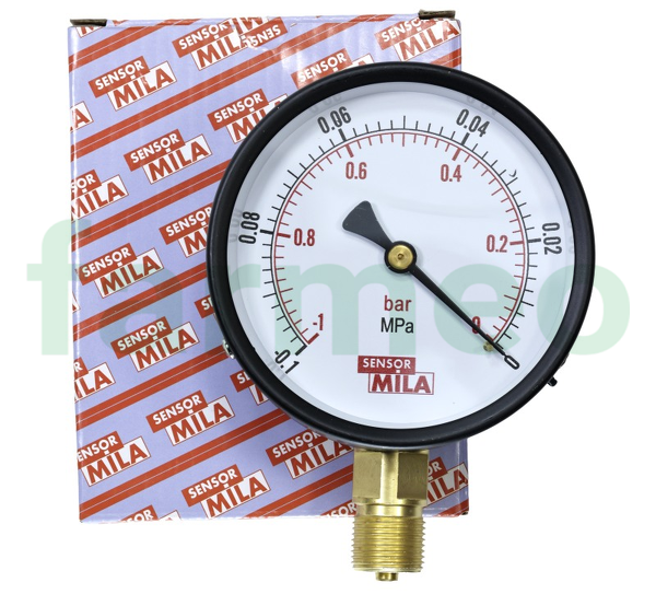 Wakuometr manometr próżniowy -1-0 bar fi 100 mm, mocowanie dolne, gwint M20x1,5, pasuje do dojarek; 01-5581-001 Sensor MILA
