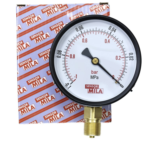 Wakuometr manometr próżniowy -1-0 bar fi 100 mm, mocowanie dolne, gwint M20x1,5, pasuje do dojarek; 01-5581-001 Sensor MILA