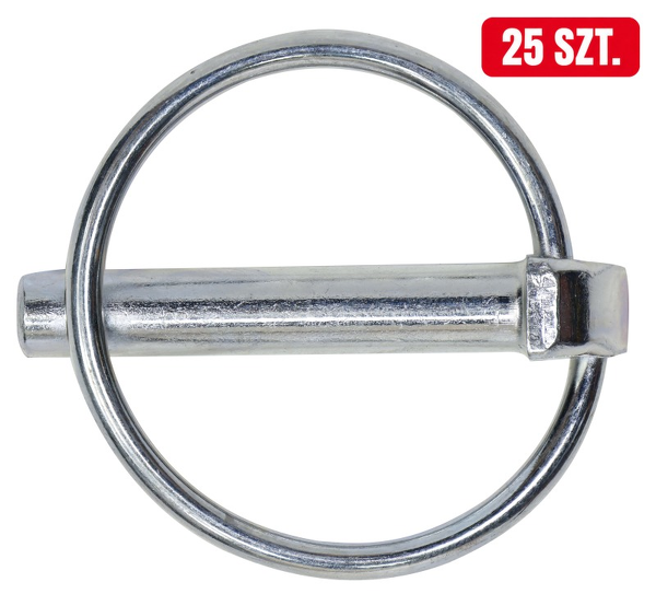 Przetyczka rolnicza fi-8 mm, stal sprężynowa z powłoką antykorozyjną, opakowanie 25 szt., zabezpiecza sworznie belki polowej, zaczepu i układu TUZ, pasuje do ciągników i maszyn rolniczych; 810285M3 Lift AGRO