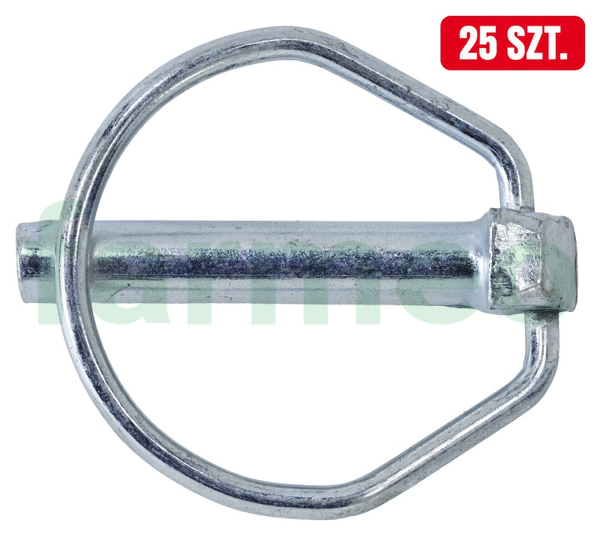 Przetyczka rolnicza fi-8 mm, stal sprężynowa z powłoką antykorozyjną, opakowanie 25 szt., zabezpiecza sworznie belki polowej, zaczepu i układu TUZ, pasuje do ciągników i maszyn rolniczych; 810285M1 APARTS