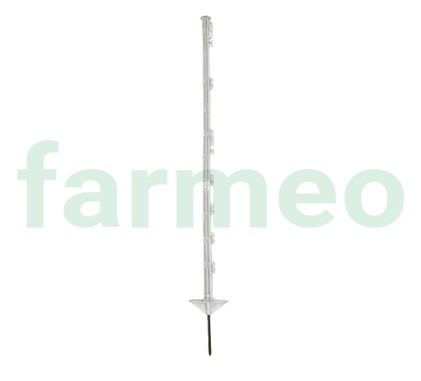 Słupek biały, wysokość całkowita 105 cm (długość szpica 17 cm) z dwiema stopkami, element ogrodzenia elektrycznego; 44491 Produkt krajowy
