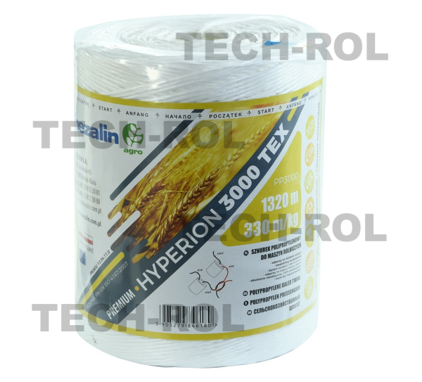 Sznurek do pras rolniczych PP biały 1320 m, 4 kg, 330 m/kg, TEX 3000, 1 szt., sk. HYPERION; Tex-3000, PP3000 Bezalin