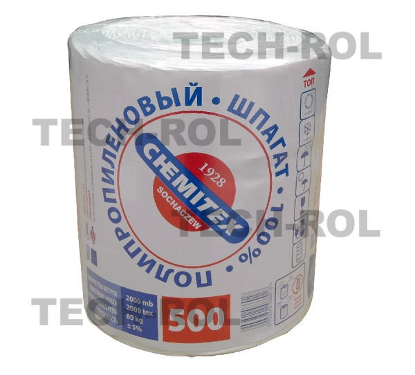 Sznurek do pras rolniczych PP biały 2000 m, 4 kg, 500 m/kg, TEX 2000, 1 szt.*; Tex-2000 Chemitex