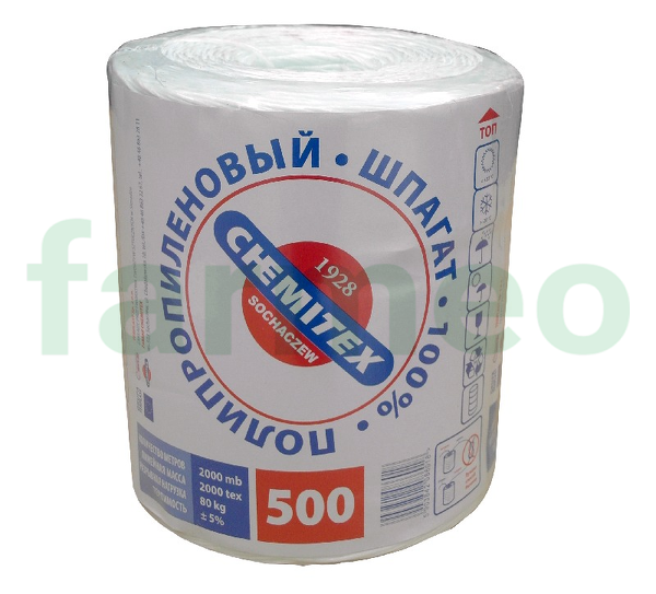 Sznurek do pras rolniczych PP biały 2000 m, 4 kg, 500 m/kg, TEX 2000, 1 szt.*; Tex-2000 Chemitex
