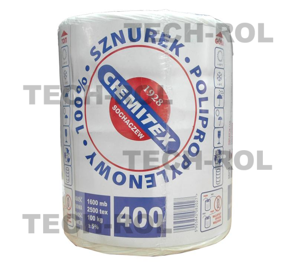 Sznurek do pras rolniczych PP biały 1600 m, 4 kg, 400 m/kg, TEX 2500, 1 szt.*; Tex-2500 Chemitex