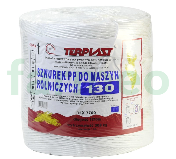 Sznurek do pras rolniczych PP biały 1170 m, 9 kg, 130 m/kg, TEX 7700, szpula duża, 1 szt.*; Tex-7700 Chemitex